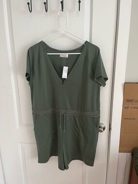 Maurices Olive Green V-Neck Drawstring Romper